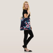Retro Bloem patroon Tote Bag (Op model)
