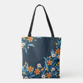 Retro Bloem patroon Tote Bag (Achterkant)