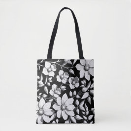 Retro Bloem patroon Tote Bag