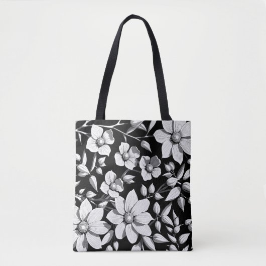 Retro Bloem patroon Tote Bag (Voorkant)