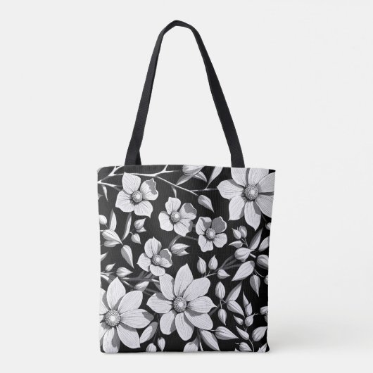 Retro Bloem patroon Tote Bag (Achterkant)