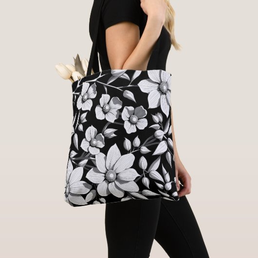 Retro Bloem patroon Tote Bag (Dichtbij)