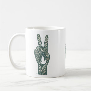 Retro Bloem Peace-teken & Duif Kunst  Botanische Z Koffiemok