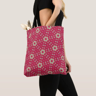 Retro Bloem Polka Stip Tas | Krachtig Karmozijnroo