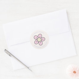 Retro bloem retouradres sticker