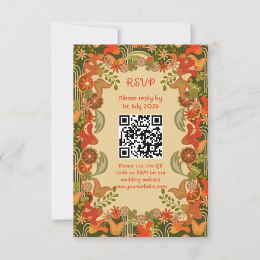 Retro bloem - RSVP kaart (Voorkant)