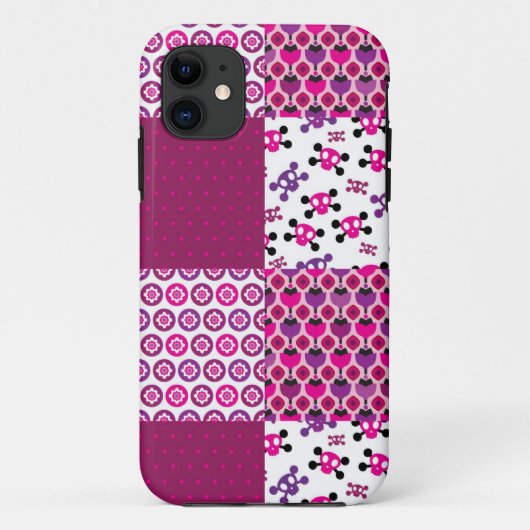 Retro bloem schedel polka stip Case-Mate iPhone case (Achterkant)