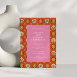 Retro Bloem Sinaasappel Roze 30ste Verjaardagsfees Kaart<br><div class="desc">Groovy Retro 60s Flowers Sinaasappel en Roze 30e Verjaardagsfeestuitnodiging - leeftijd kan worden gewijzigd</div>