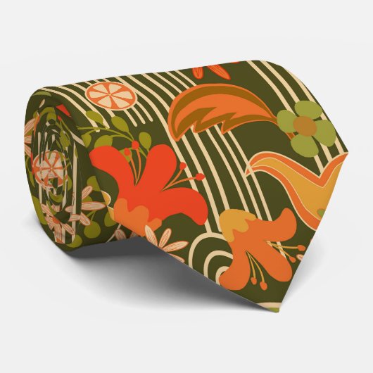 Retro Bloem Stropdas (Opgerold)