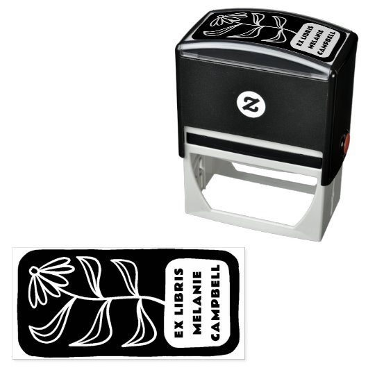 Retro Bloem Vet Boekplaat Ex Libris Boek Zelfinktende Stempel (In situ)