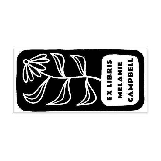 Retro Bloem Vetgedrukt Ex Libris Boek Zelfinktende Stempel (Design)