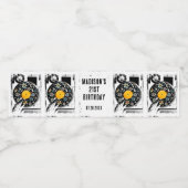 Retro bloem vinylplaat aangepast  waterfles etiket (Enkel label)