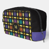 Retro Bloem Vormen Monogram Gepersonaliseerd Toilettasje (Rechterhoek)