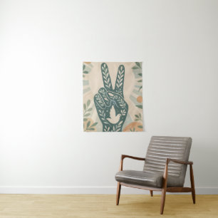 Retro bloem vredesteken & Duif Kunst Botanische Z Wandkleed