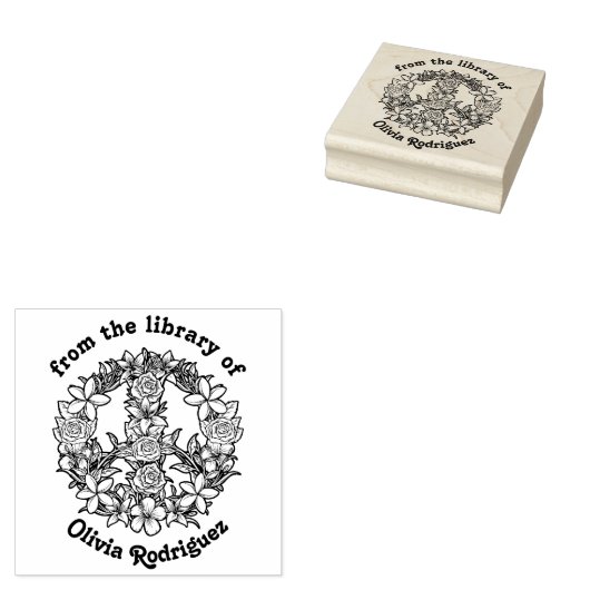 Retro Bloem Vredesteken Uit de Bibliotheek van Rubberstempel (Gestempeld)