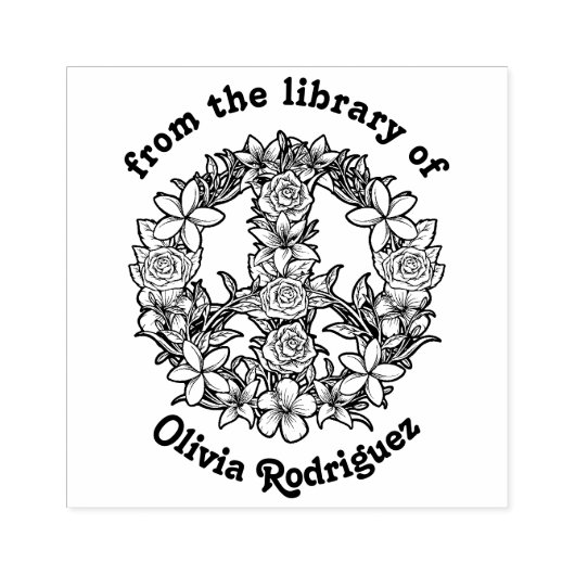 Retro Bloem Vredesteken Uit de Bibliotheek van Rubberstempel (Afrduk)