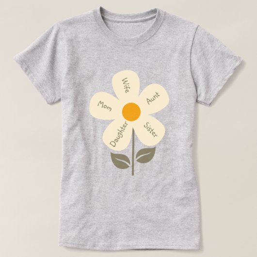 Retro Bloem, Vrouwelijke Rollen, Moeder, Echtgenot T-shirt (Design voorkant)