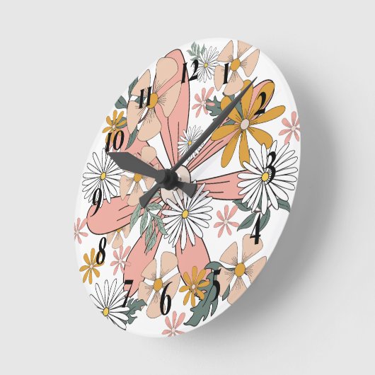 Retro Bloem Wandklok (Hoek)