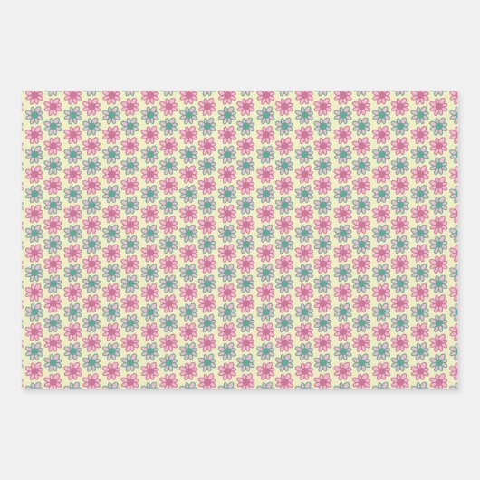 Retro bloem zomer inpakpapier vel (Voorkant)