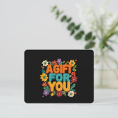 Retro Bloem Zwart Cadeaubon (Staand voorkant)