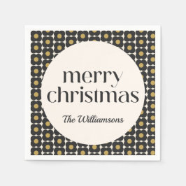 Retro Bloem Zwart Goud Kerstmis Vakantie Custom Servet
