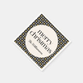 Retro Bloem Zwart Goud Kerstmis Vakantie Custom Servet (Hoek)