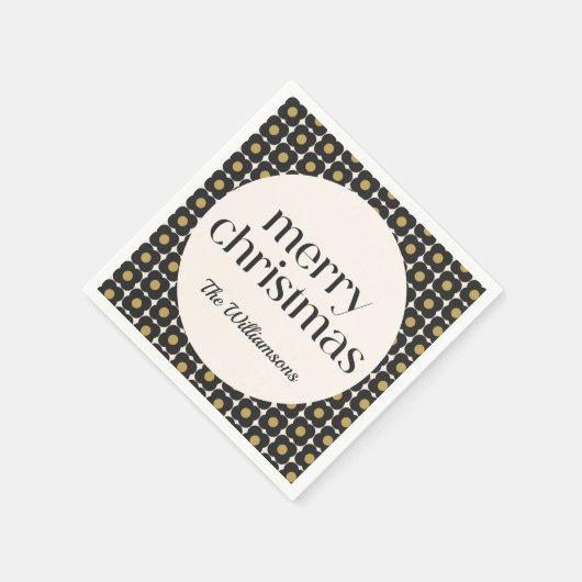 Retro Bloem Zwart Goud Kerstmis Vakantie Custom Servet (Hoek)