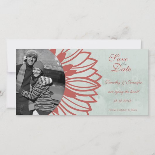 Retro bloemblad Bewaar de datum fotokaart Save The Date (Voorkant)