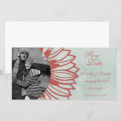 Retro bloemblad Bewaar de datum fotokaart Save The Date (Voorkant / Achterkant)