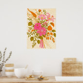 Retro bloemboeket kunstprint poster (Keuken)