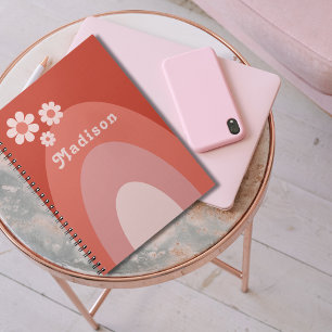 Retro bloemboog gepersonaliseerde naam notitieboek