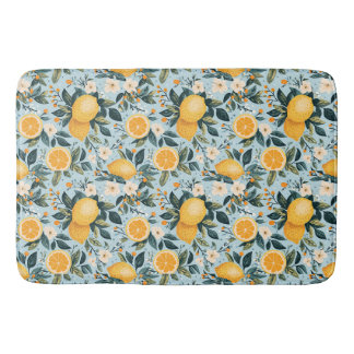 Retro bloemcitroenen badmat