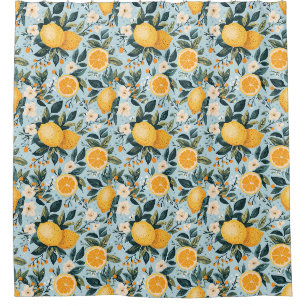 Retro bloemcitroenen douchegordijn