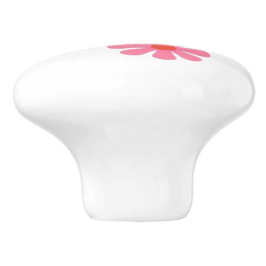 Retro Bloemen 60s 70s Roze en geel Keramische Knop (Zijkant)