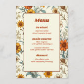 Retro Bloemen 70s Tijdloos Bruiloft Menu (Voorkant)