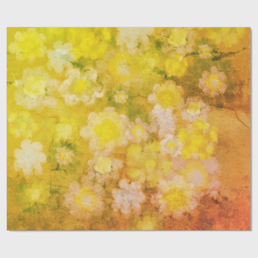 Retro Bloemen Abstract Zout Waterverf Schilderen Cadeaupapier (Vlak)