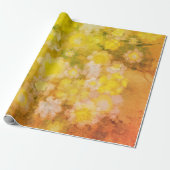 Retro Bloemen Abstract Zout Waterverf Schilderen Cadeaupapier (Uitgerold)