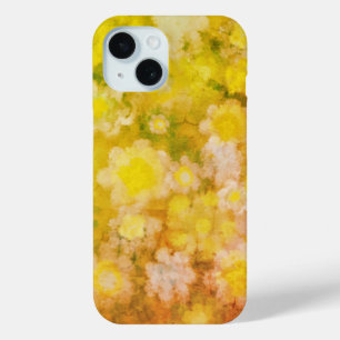 Retro Bloemen Abstract Zout Waterverf Schilderen iPhone 15 Case
