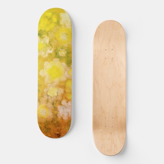 Retro Bloemen Abstract Zout Waterverf Schilderen Persoonlijk Skateboard (Voorkant)
