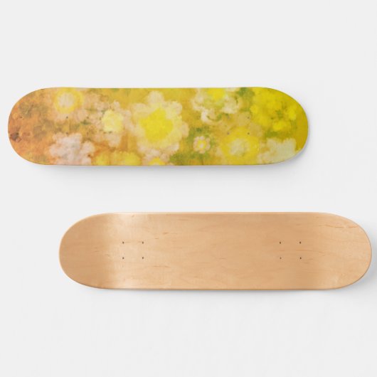 Retro Bloemen Abstract Zout Waterverf Schilderen Persoonlijk Skateboard (Horizontaal)