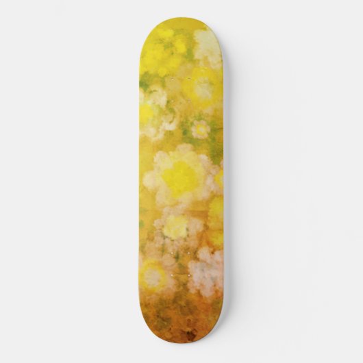 Retro Bloemen Abstract Zout Waterverf Schilderen Persoonlijk Skateboard (Voorkant)