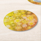 Retro Bloemen Abstract Zout Waterverf Schilderen Ronde Kartonnen Onderzetter (Gebogen)