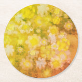 Retro Bloemen Abstract Zout Waterverf Schilderen Ronde Kartonnen Onderzetter (Voorkant)