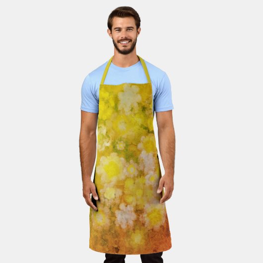 Retro Bloemen Abstract Zout Waterverf Schilderen Schort (Gedragen)