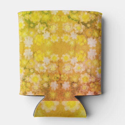 Retro Bloemen Abstracte Zoute Waterverf Patroon Blikjeskoeler (Achterkant)