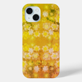 Retro Bloemen Abstracte Zoute Waterverf Patroon iPhone 15 Case