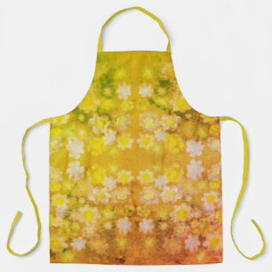 Retro Bloemen Abstracte Zoute Waterverf Patroon Schort