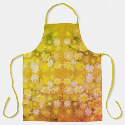 Retro Bloemen Abstracte Zoute Waterverf Patroon Schort (Voorkant)