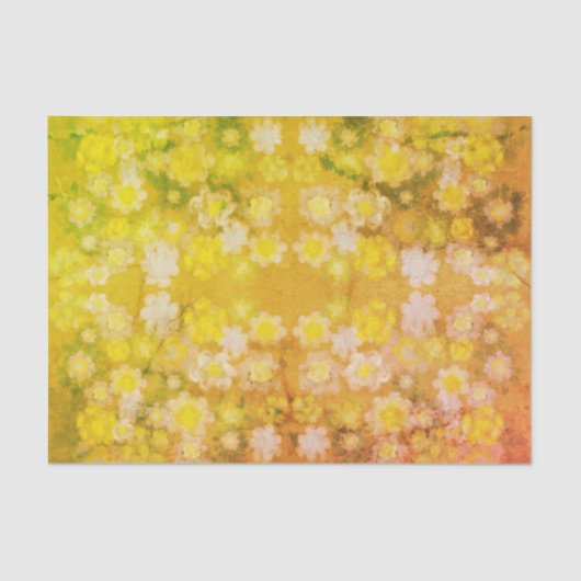Retro Bloemen Abstracte Zoute Waterverf Patroon Tissuepapier (Voorkant)