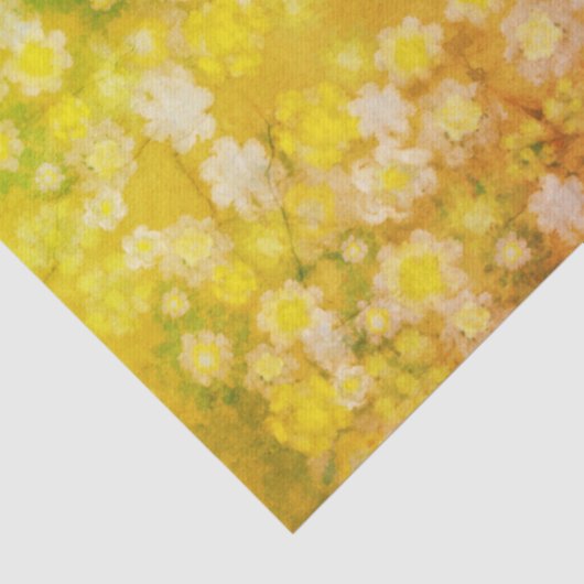 Retro Bloemen Abstracte Zoute Waterverf Patroon Tissuepapier (Detail)